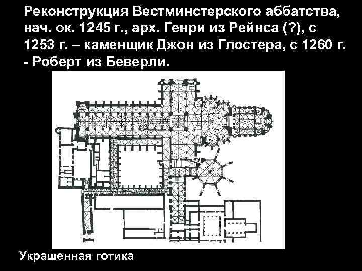 Реконструкция Вестминстерского аббатства, нач. ок. 1245 г. , арх. Генри из Рейнса (? ),