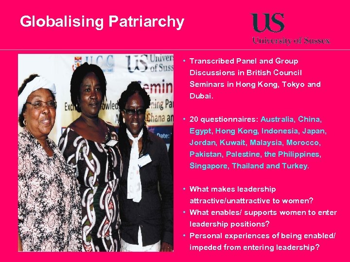 Globalising Patriarchy • Transcribed Panel and Group Discussions in British Council Seminars in Hong