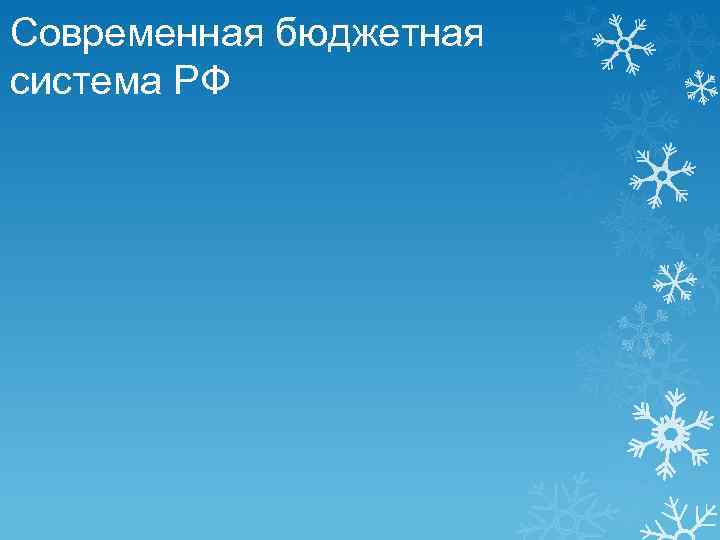 Современная бюджетная система РФ 