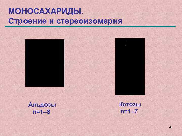 МОНОСАХАРИДЫ. Строение и стереоизомерия Альдозы n=1– 8 Кетозы n=1– 7 4 