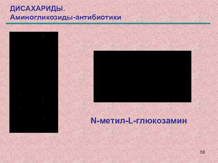 ДИСАХАРИДЫ. Аминогликозиды-антибиотики N-метил-L-глюкозамин 58 