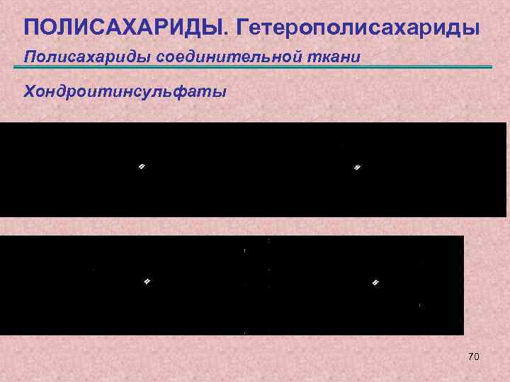 ПОЛИСАХАРИДЫ. Гетерополисахариды Полисахариды соединительной ткани Хондроитинсульфаты 70 