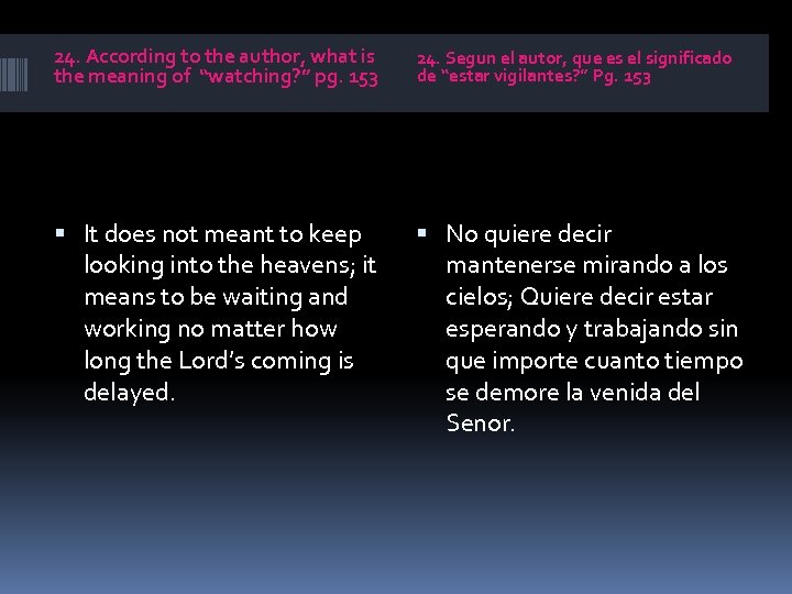 24. According to the author, what is the meaning of “watching? ” pg. 153