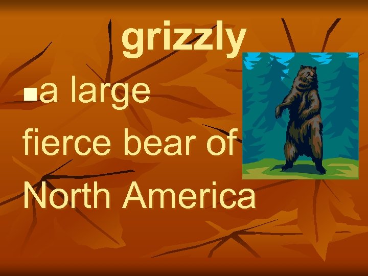 grizzly a large fierce bear of North America n 