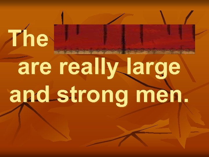 The lumberjacks are really large and strong men. 