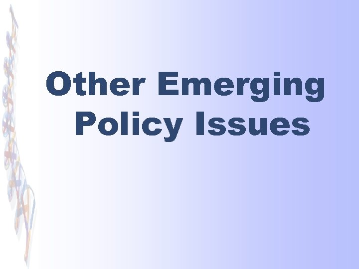 Other Emerging Policy Issues 