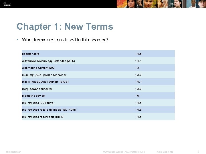 Chapter 1: New Terms § What terms are introduced in this chapter? adapter card