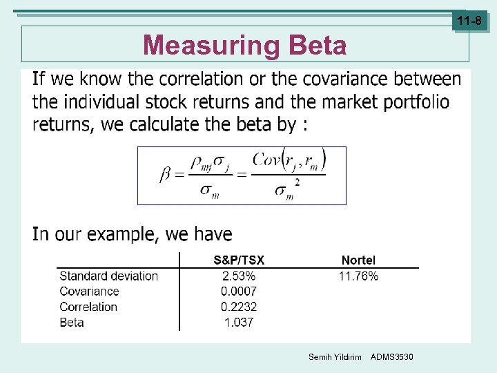 11 -8 Measuring Beta Semih Yildirim ADMS 3530 