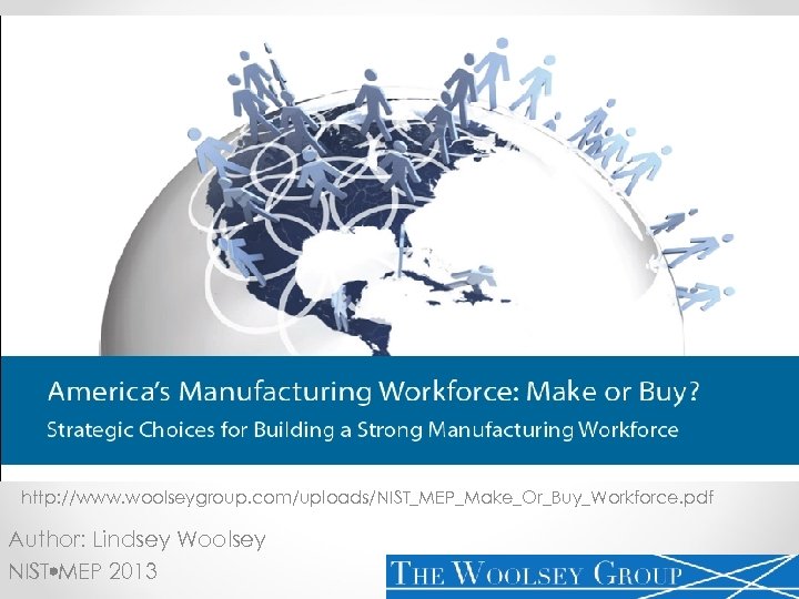 http: //www. woolseygroup. com/uploads/NIST_MEP_Make_Or_Buy_Workforce. pdf Author: Lindsey Woolsey NIST-MEP 2013 
