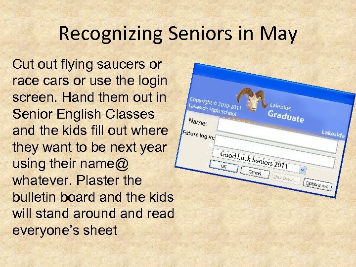 Recognizing Seniors in May Cut out flying saucers or race cars or use the