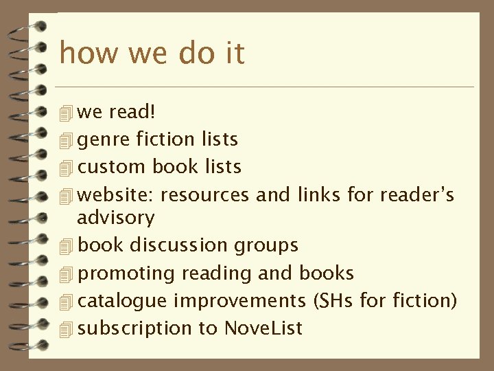 how we do it 4 we read! 4 genre fiction lists 4 custom book