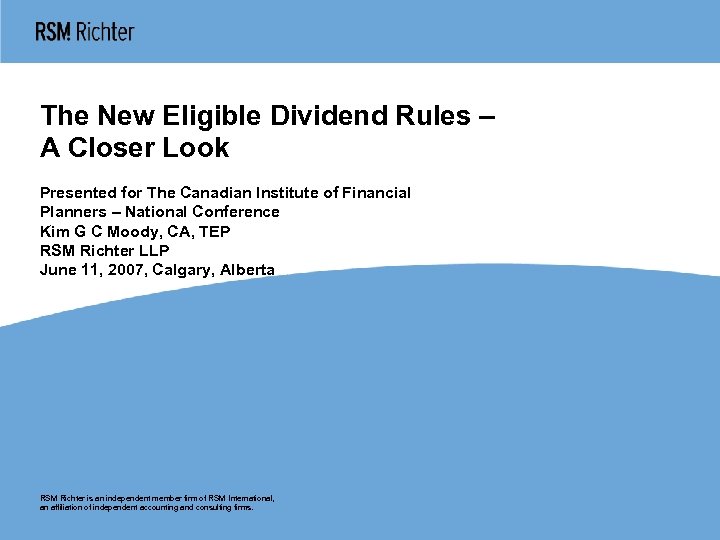 The New Eligible Dividend Rules A Closer