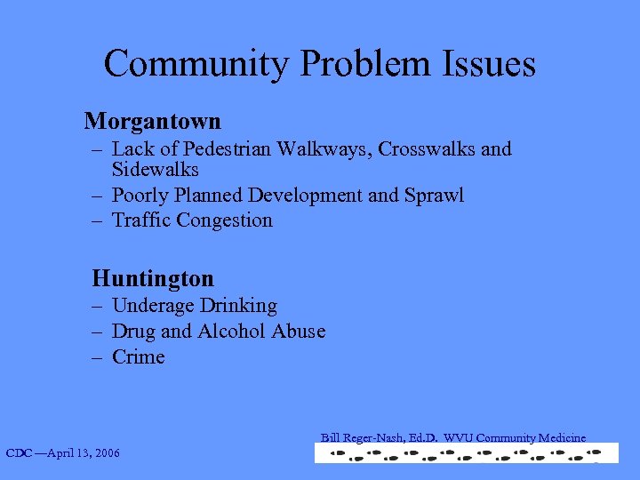 Community Problem Issues Morgantown – Lack of Pedestrian Walkways, Crosswalks and Sidewalks – Poorly