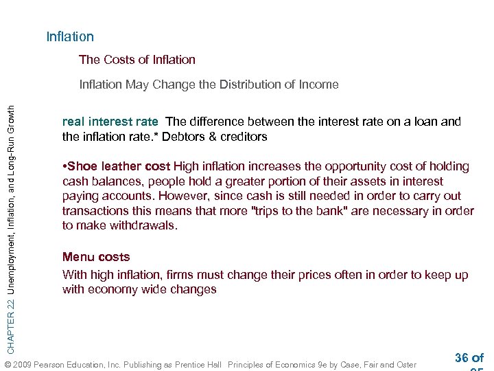 Inflation The Costs of Inflation CHAPTER 22 Unemployment, Inflation, and Long-Run Growth Inflation May