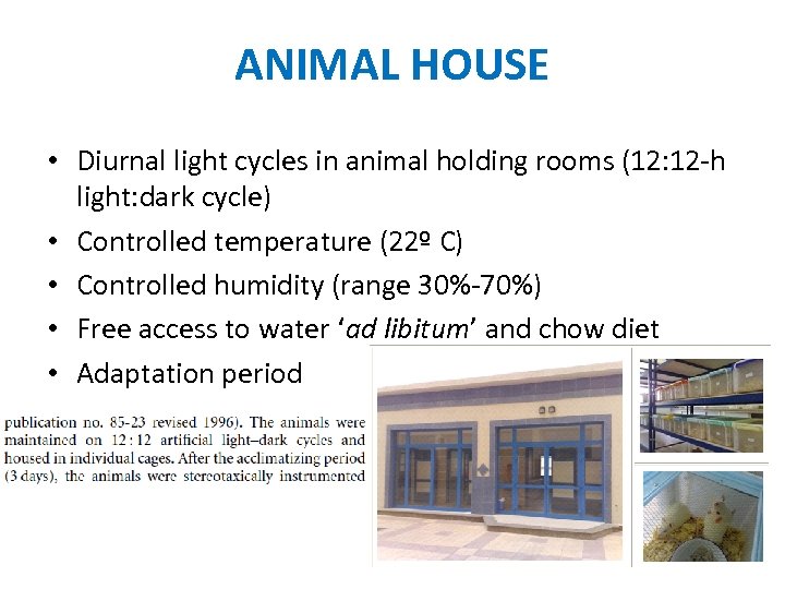ANIMAL HOUSE • Diurnal light cycles in animal holding rooms (12: 12 -h light: