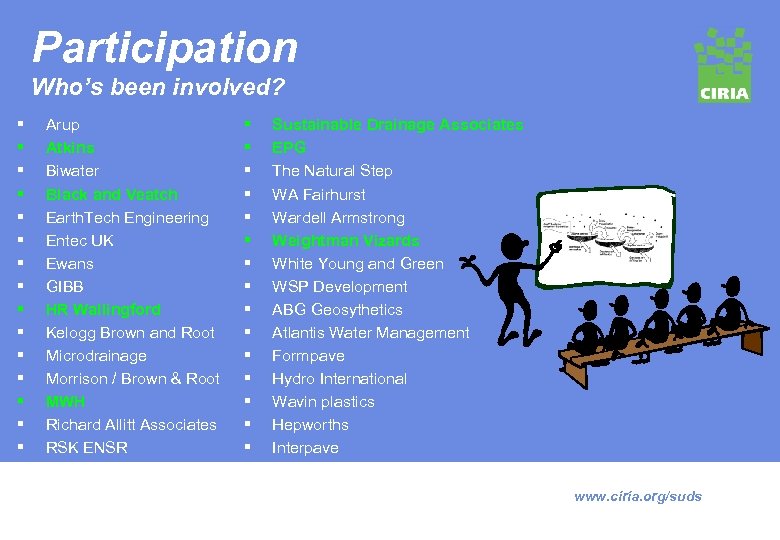 Participation Who’s been involved? § § § § Arup Atkins Biwater Black and Veatch