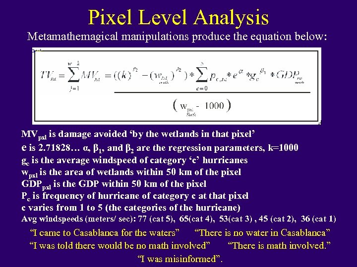 Pixel Level Analysis Metamathemagical manipulations produce the equation below: MVpxl is damage avoided ‘by