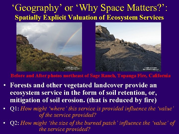 ‘Geography’ or ‘Why Space Matters? ’: Spatially Explicit Valuation of Ecosystem Services Before and