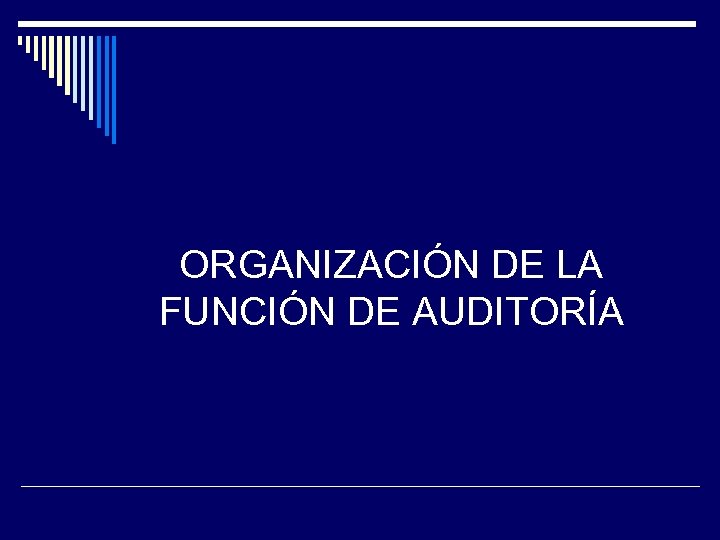 ORGANIZACIÓN DE LA FUNCIÓN DE AUDITORÍA 