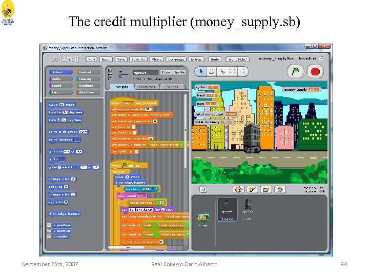 The credit multiplier (money_supply. sb) September 25 th, 2007 Real Collegio Carlo Alberto 34