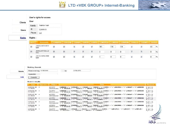 LTD «VEK GROUP» Internet-Banking 