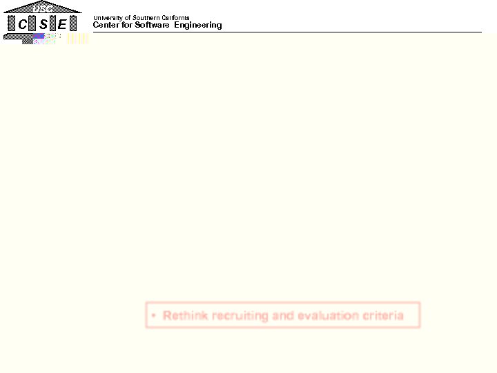 USC C S E University of Southern California Center for Software Engineering 9. Personnel