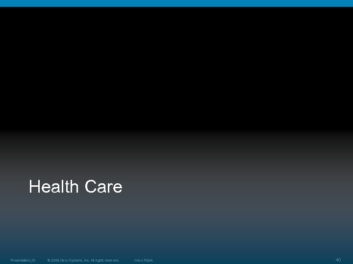Health Care Presentation_ID © 2006 Cisco Systems, Inc. All rights reserved. Cisco Public 40