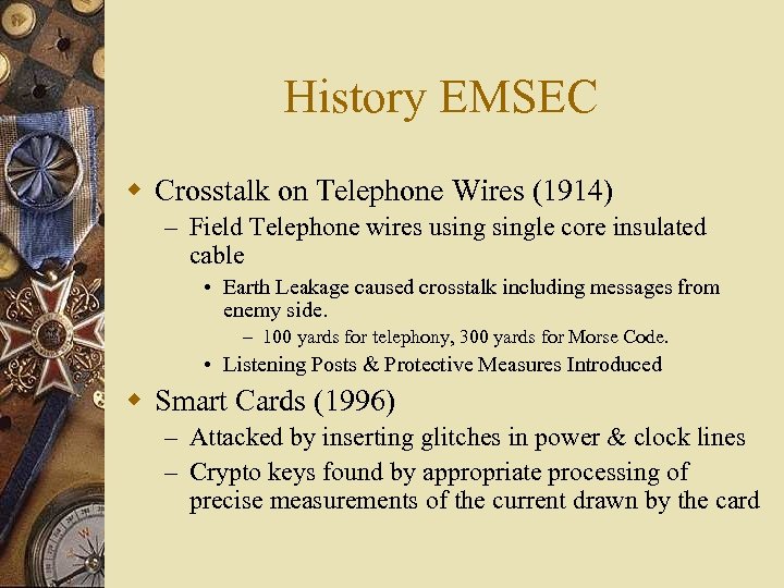 History EMSEC w Crosstalk on Telephone Wires (1914) – Field Telephone wires usingle core