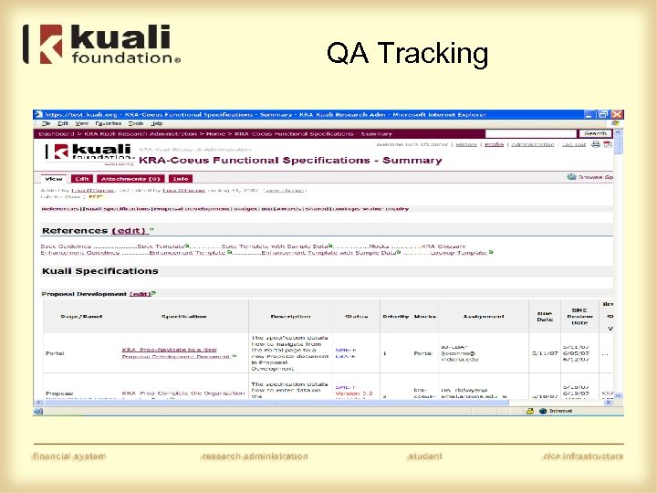 QA Tracking 