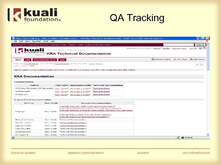 QA Tracking 