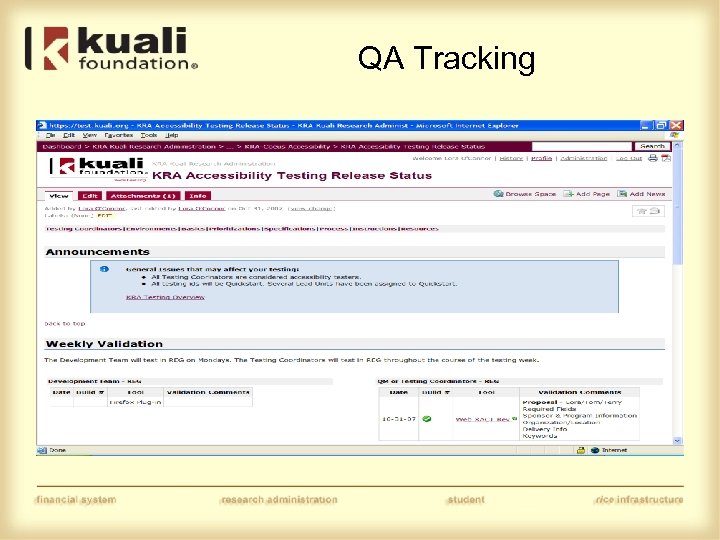 QA Tracking 
