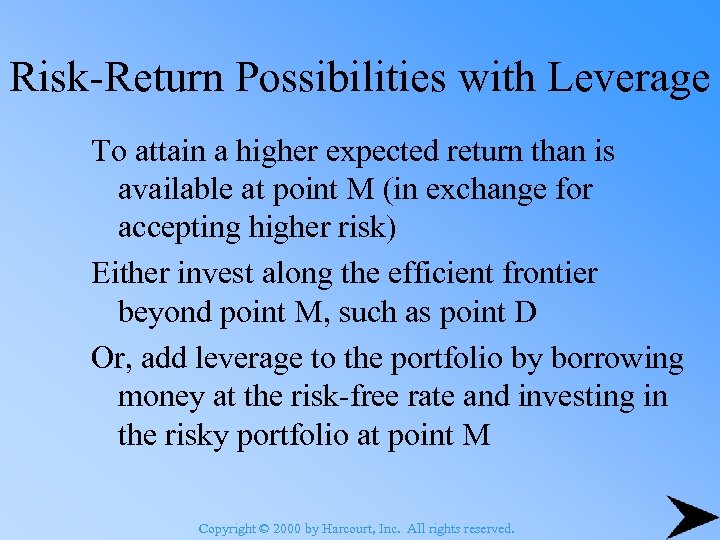 Risk-Return Possibilities with Leverage To attain a higher expected return than is available at