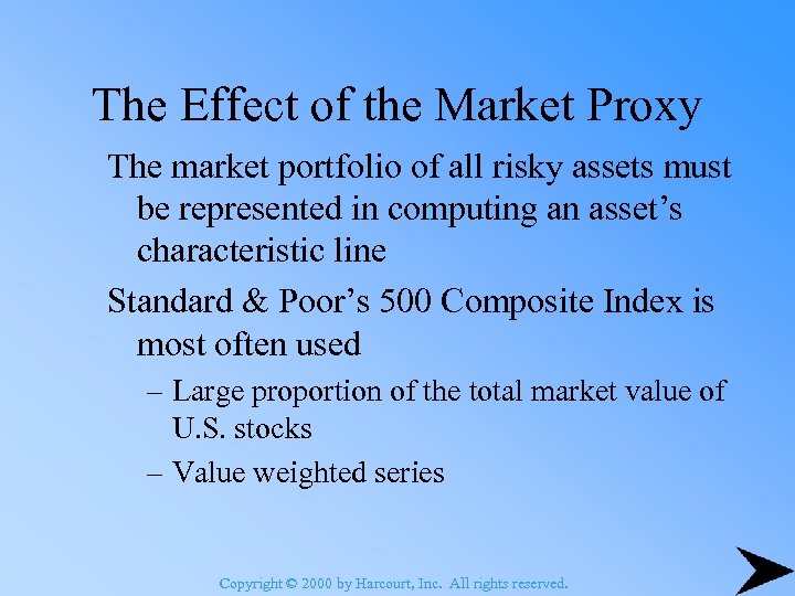 The Effect of the Market Proxy The market portfolio of all risky assets must
