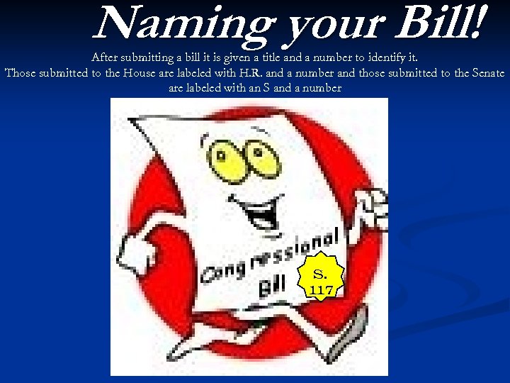 Naming your Bill! After submitting a bill it is given a title and a