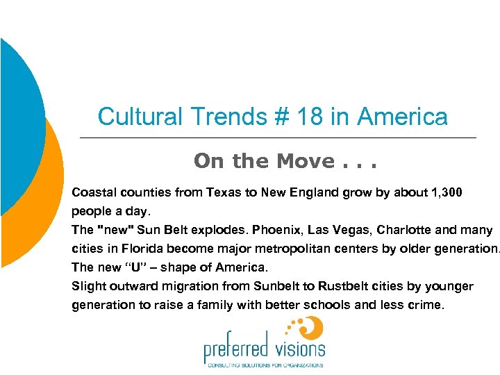 Cultural Trends # 18 in America On the Move. . . Coastal counties from