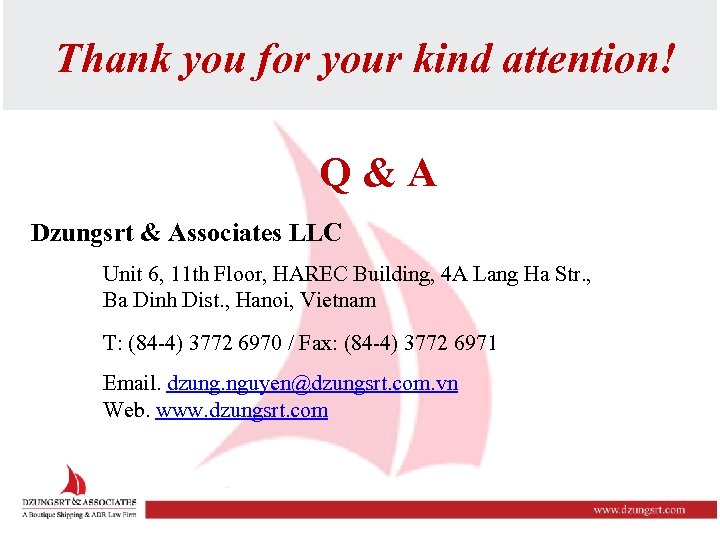 Thank you for your kind attention! Q&A Dzungsrt & Associates LLC Unit 6, 11