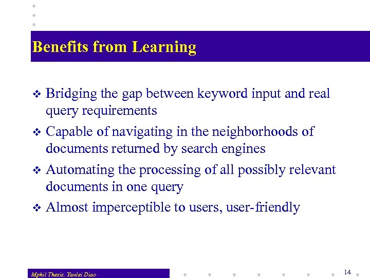 Benefits from Learning Bridging the gap between keyword input and real query requirements v