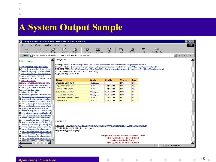 A System Output Sample Mphil Thesis, Yanlei Diao 48 