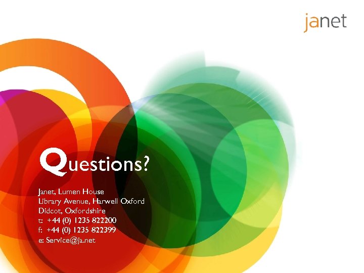 Questions? Janet, Lumen House Library Avenue, Harwell Oxford Didcot, Oxfordshire t: +44 (0) 1235