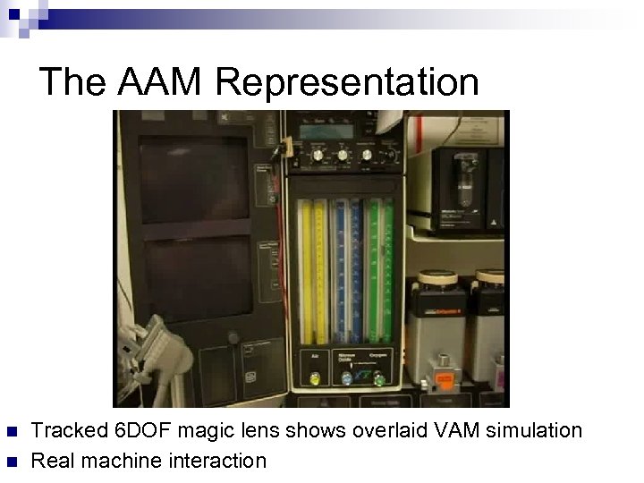 The AAM Representation n n Tracked 6 DOF magic lens shows overlaid VAM simulation