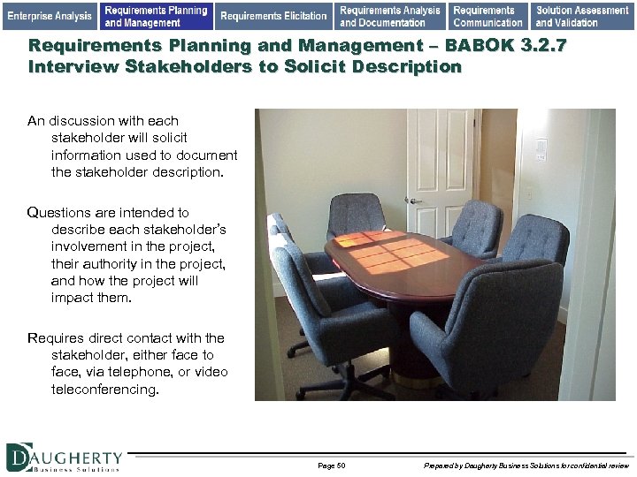 Requirements Planning and Management – BABOK 3. 2. 7 Interview Stakeholders to Solicit Description