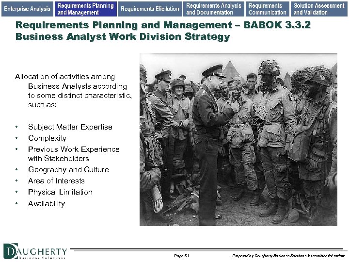 Requirements Planning and Management – BABOK 3. 3. 2 Business Analyst Work Division Strategy