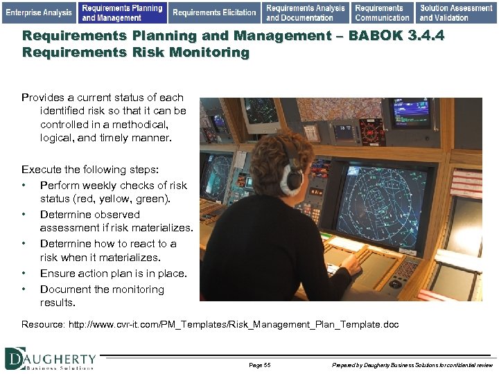 Requirements Planning and Management – BABOK 3. 4. 4 Requirements Risk Monitoring Provides a