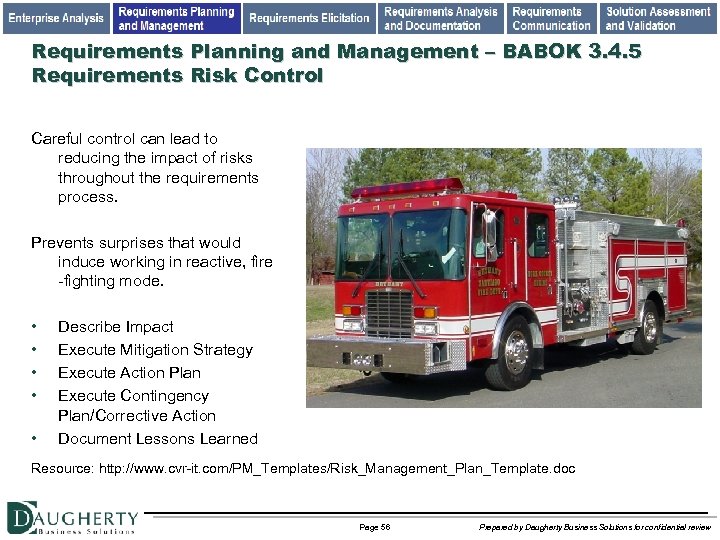 Requirements Planning and Management – BABOK 3. 4. 5 Requirements Risk Control Careful control