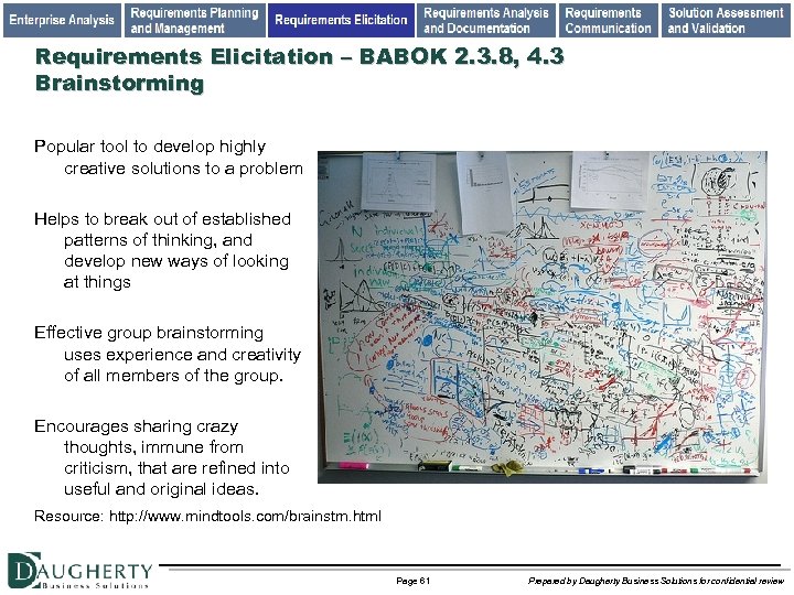 Requirements Elicitation – BABOK 2. 3. 8, 4. 3 Brainstorming Popular tool to develop