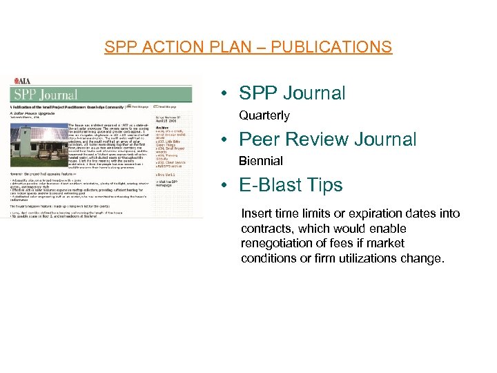 SPP ACTION PLAN – PUBLICATIONS • SPP Journal Quarterly • Peer Review Journal Biennial