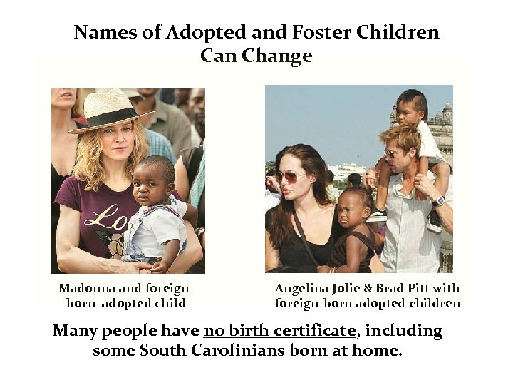 Names of Adopted and Foster Children Can Change Madonna and foreignborn adopted child Angelina