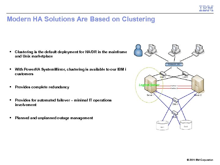 Modern HA Solutions Are Based on Clustering § Clustering is the default deployment for