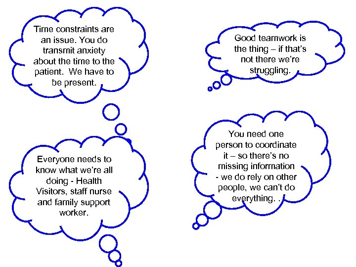 Time constraints are an issue. You do transmit anxiety about the time to the