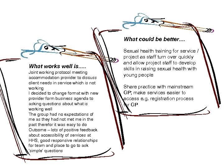What could be better. . What works well is. . . Joint working protocol
